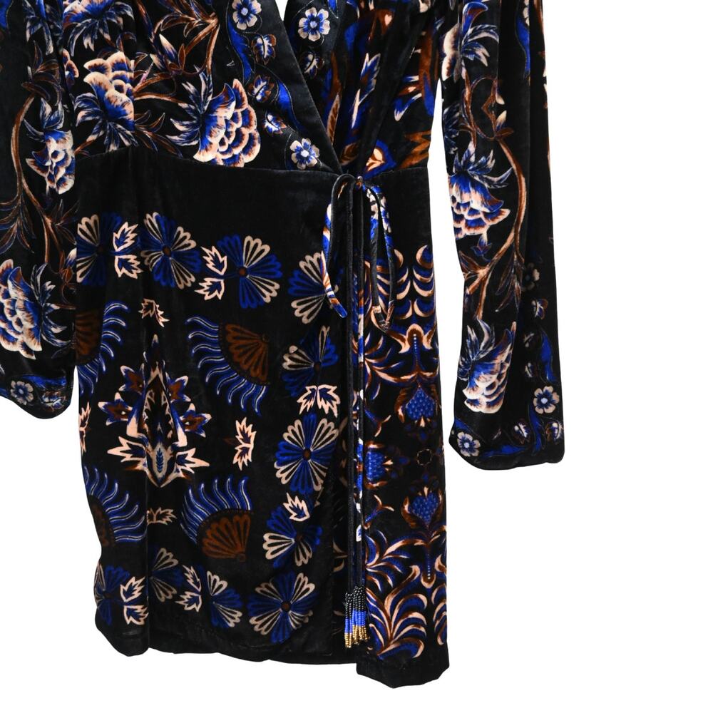 Farm Rio Arabesque Mix Scarves Wrap Velvet Mini Dress Size L - Picture 5 of 12